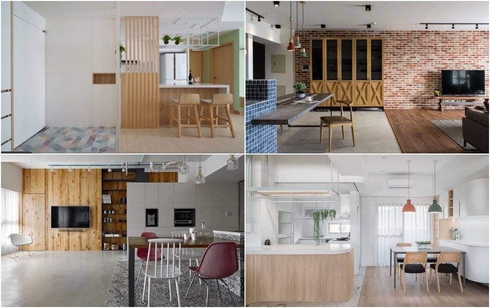 開放式設計隔間撇步！木地板、磁磚花磚、清水模三大材質拼接，從地板材...