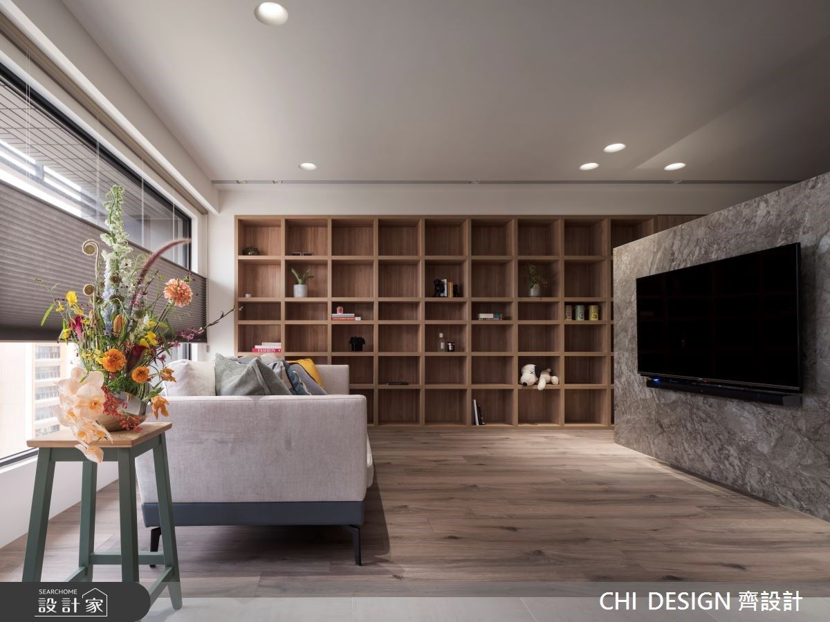 單面採光隔間不用做滿！半高電視牆、活動門片讓好採光照亮北歐宅