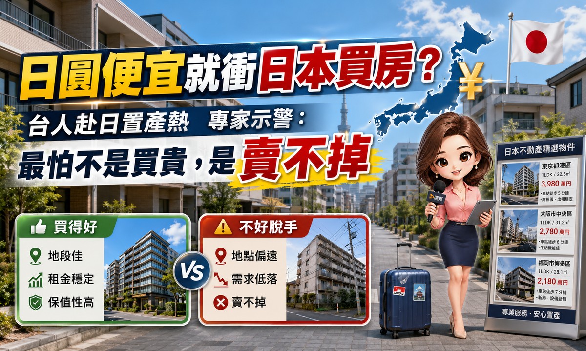 日圓便宜就衝日本買房？台人赴日置產熱　專家示警：最怕不是買貴，是賣不掉