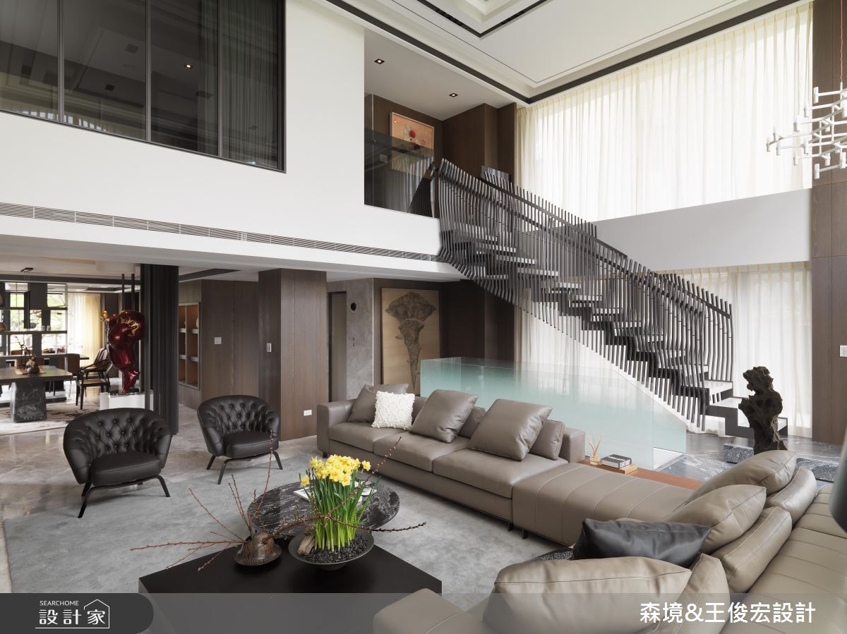 線條混搭石紋 堆疊出透天豪邸不張揚的沉靜韻味！